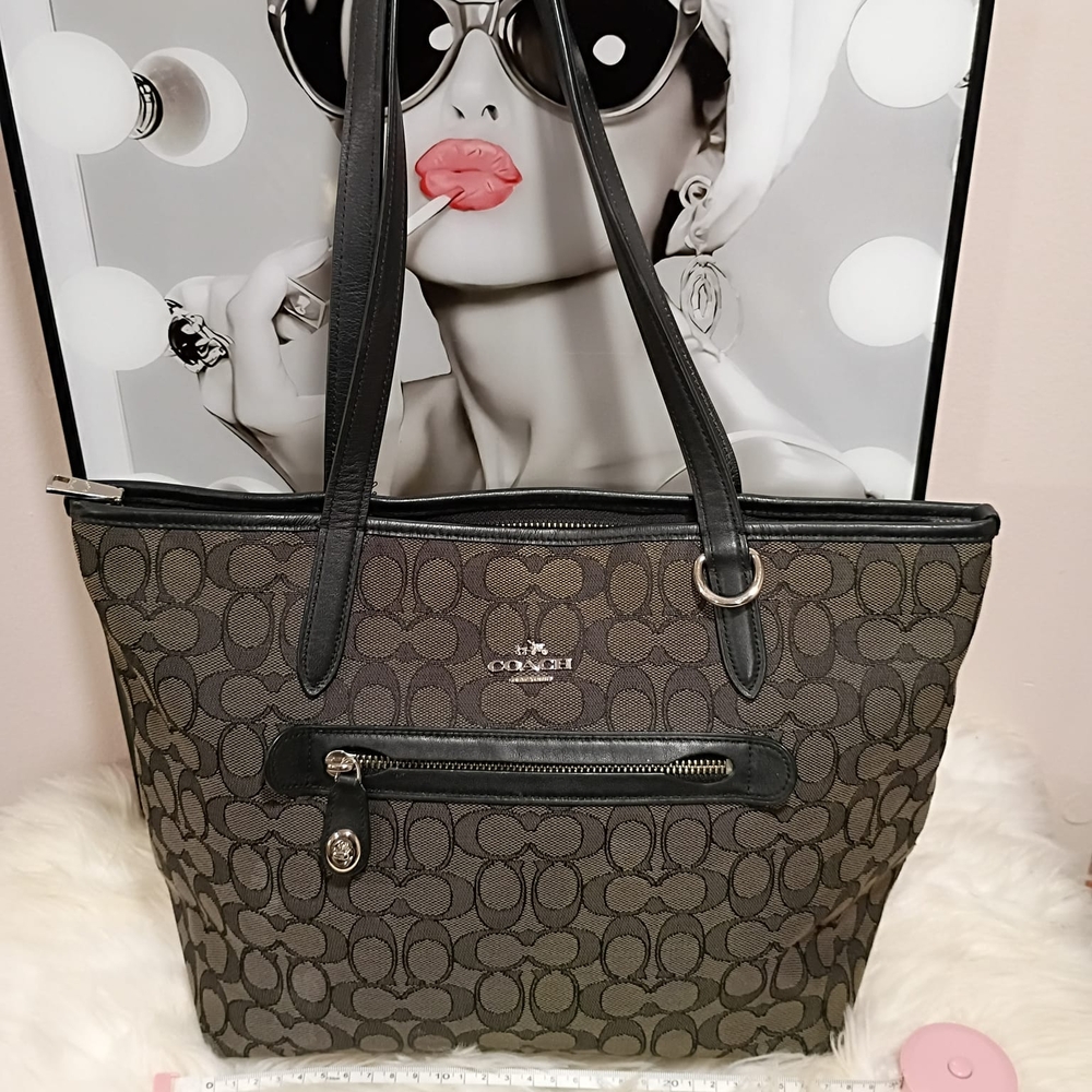 Coach Black and Gray Signature Tote